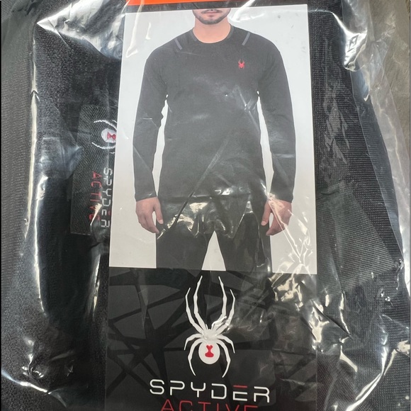 NWT Spyder Long Sleeve Shirt Mens XXL Activewear Top Black - Picture 2 of 4